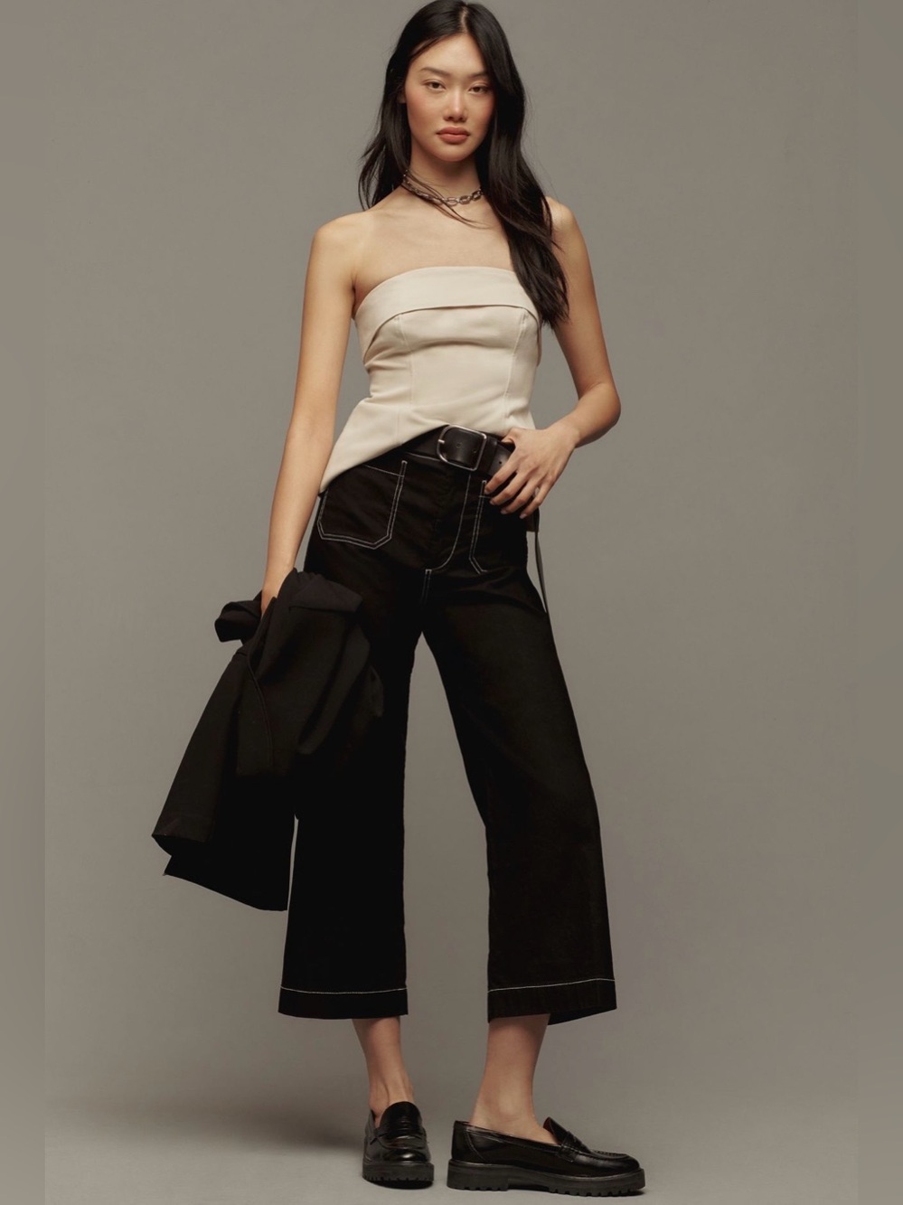 Maeve The Colette Contrast Stitch Wide Leg Pants